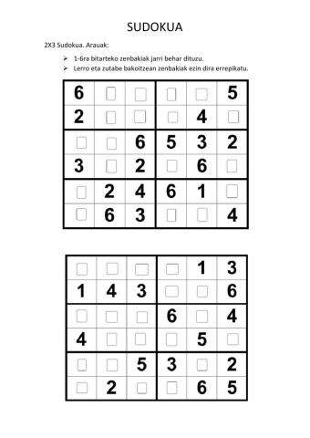 2 x 3 sudokua