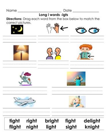 Long Vowel Words With -ight