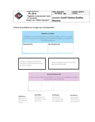 Funciòn de nutriciòn celular