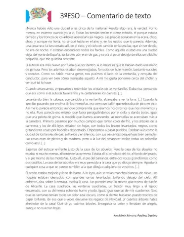 Comentario de texto 3º ESO Paulina