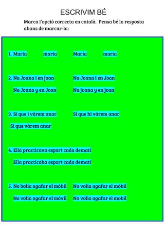 Pràctica d'ortografia