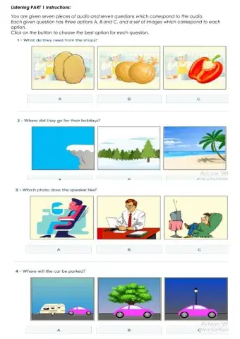 Listening Part 1 B1 Pet for schools