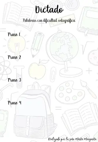 Dictado con palabras con dificultad ortográfica