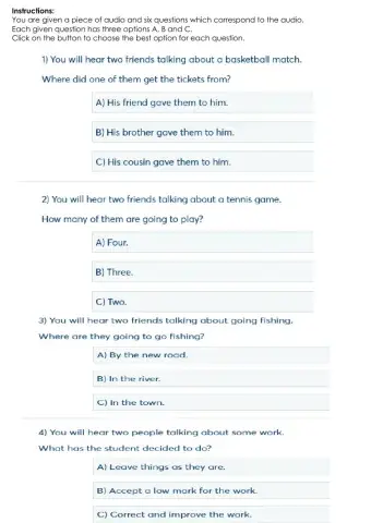 Listening part 2 B1 Pet for schools