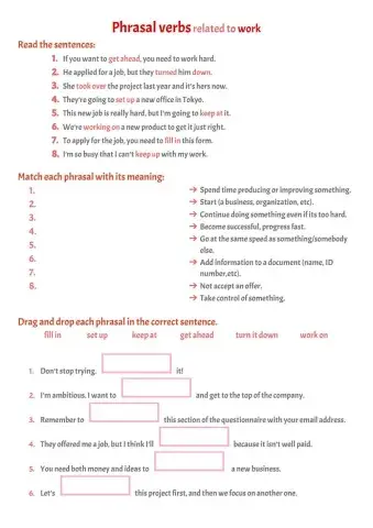 Phrasal verbs related to work