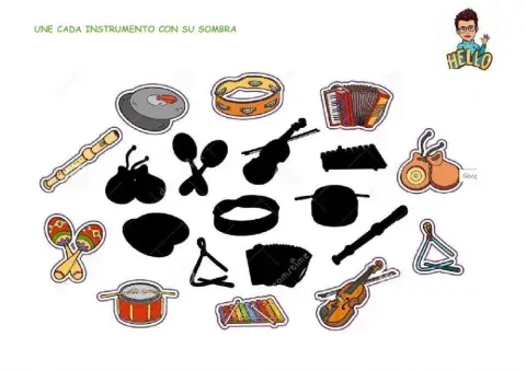 Instrumentos. Unir con su sombra