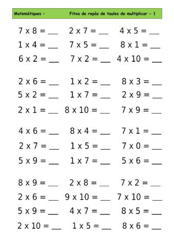 Repàs taules de multiplicar - 1