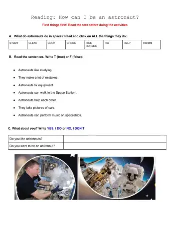 Reading: How can I be an astronaut?