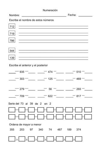 Numeración Semana 11