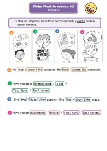 Ficha repaso final tema 5-2º Primaria
