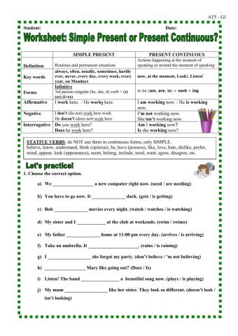 Optimise B1 Present Simple, Continuous and Stative verbs.