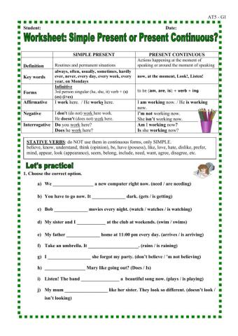 Optimise B1 Present Simple, Continuous and Stative verbs.