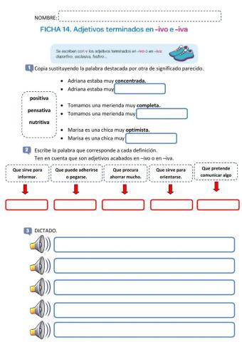 Ficha adjetivos terminados en -ivo -iva