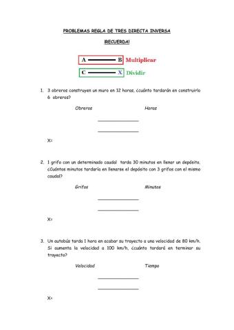 Problemas Regla de 3 inversa