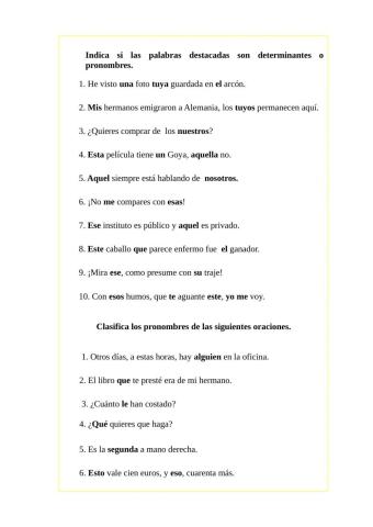 Ejercicios El pronombre II