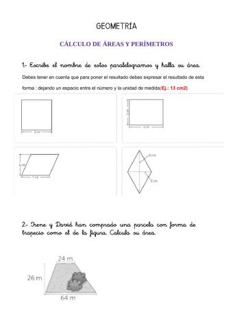 Cálculo de Áreas y Perímetros