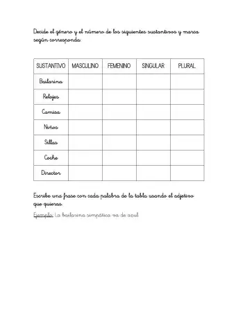 SUSTANTIVO Y ADJETIVOS CONCORDANCIA
