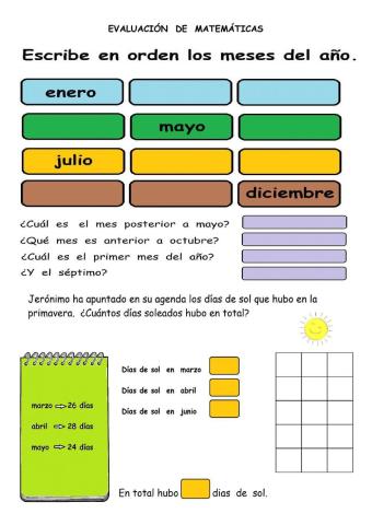 Gráficos, calendario y problemas