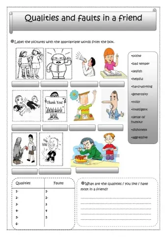 Personality adjectives