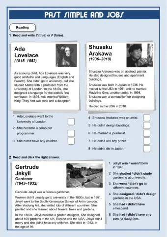 Past simple and jobs