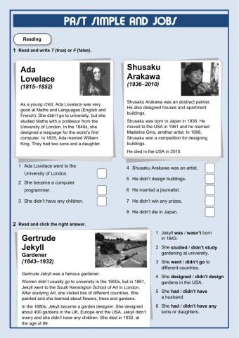 Past simple and jobs