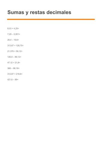 Sumas y restas decimales