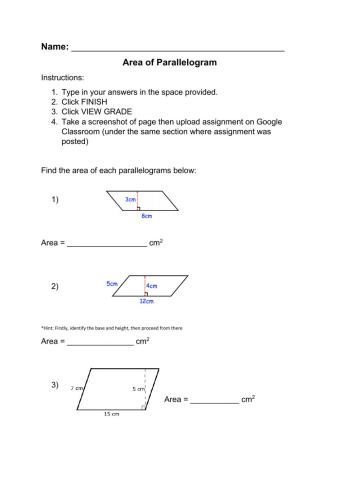 Area of Parallelogram