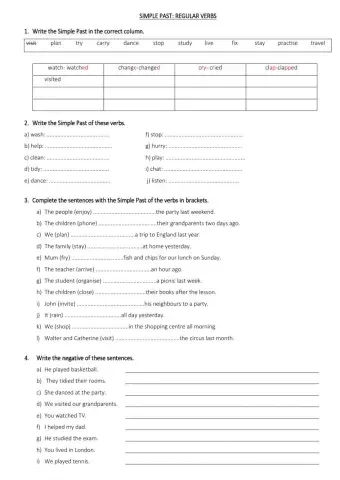 Simple Past Regular Verbs