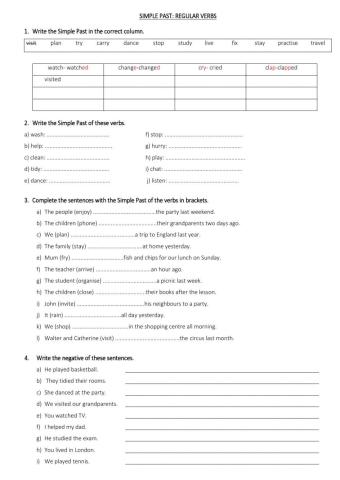 Simple Past Regular Verbs