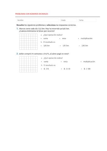 Problemas con decimales