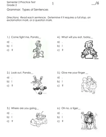 Grammar Types of Sentences Practice Test
