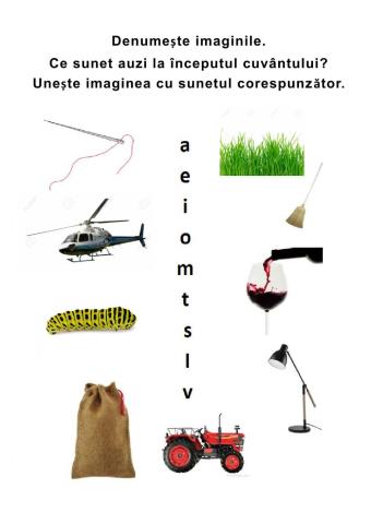 A, e , i, o, u, m, t, s, v, l,- asociere imagine cu sunet initial