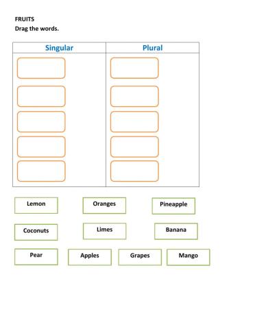 Fruits Singular - Plural