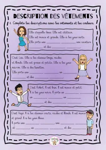 Description des vêtements