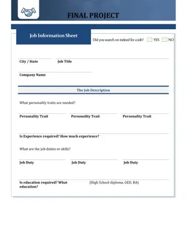 Internet Project: Search and Interview for a Job