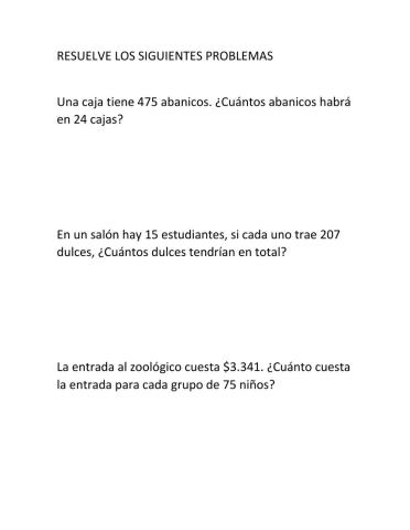 Problemas de Multiplicación