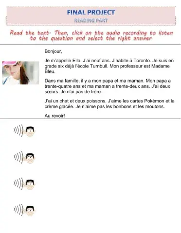 Lecture comprehension-reading C (French) a1.1