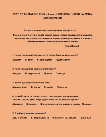 Изменяеми части на изречението. Местоимение.