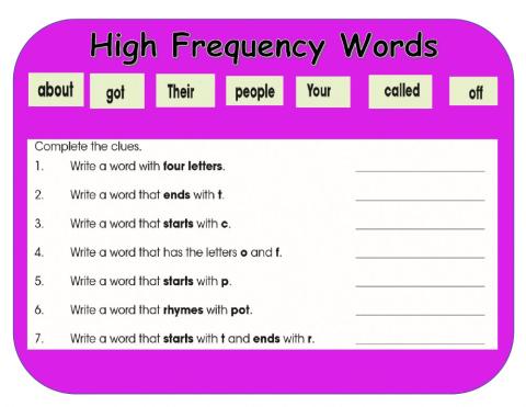 High Frequency Words 2