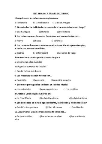 Test tema 6: A Través del Tiempo