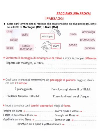 I paesaggi GEOGRAFIA