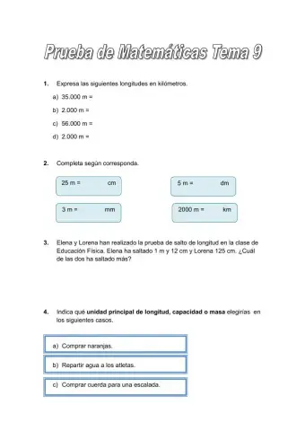 Prueba de capacidad,masa y longitud.