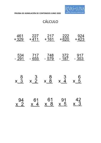 Cálcula sumas, restas y multiplicaciones