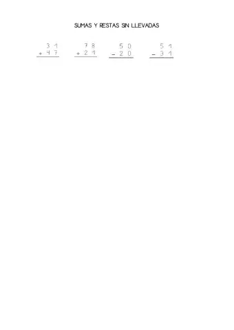 Sumas y restas sin llevadas 2 de junio