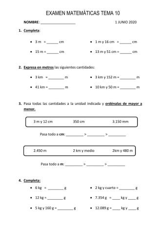 Examen Matemáticas Tema 10