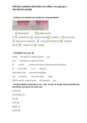 Artículos, derivadas, uso g, descripción paisaje