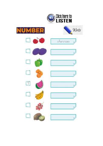 Number and name - fruits