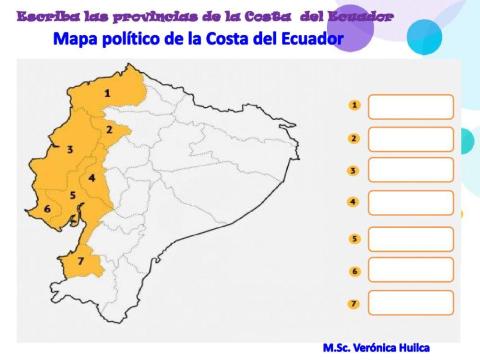 Mapa Político Región Costa del Ecuador