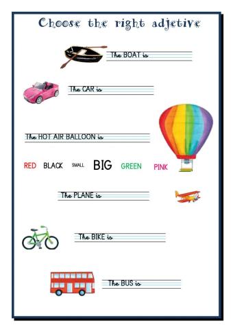 Choose the right adjetive Transports