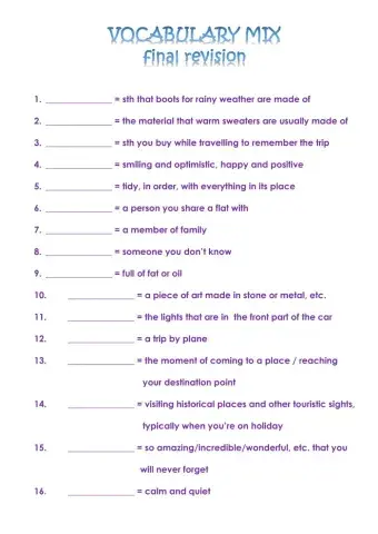 JUNIOR A2+ VOCAB MIX - final revision (PIONEER 1-6 & extra)